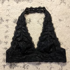 Free People Galloon Lace Halter Bra / Black